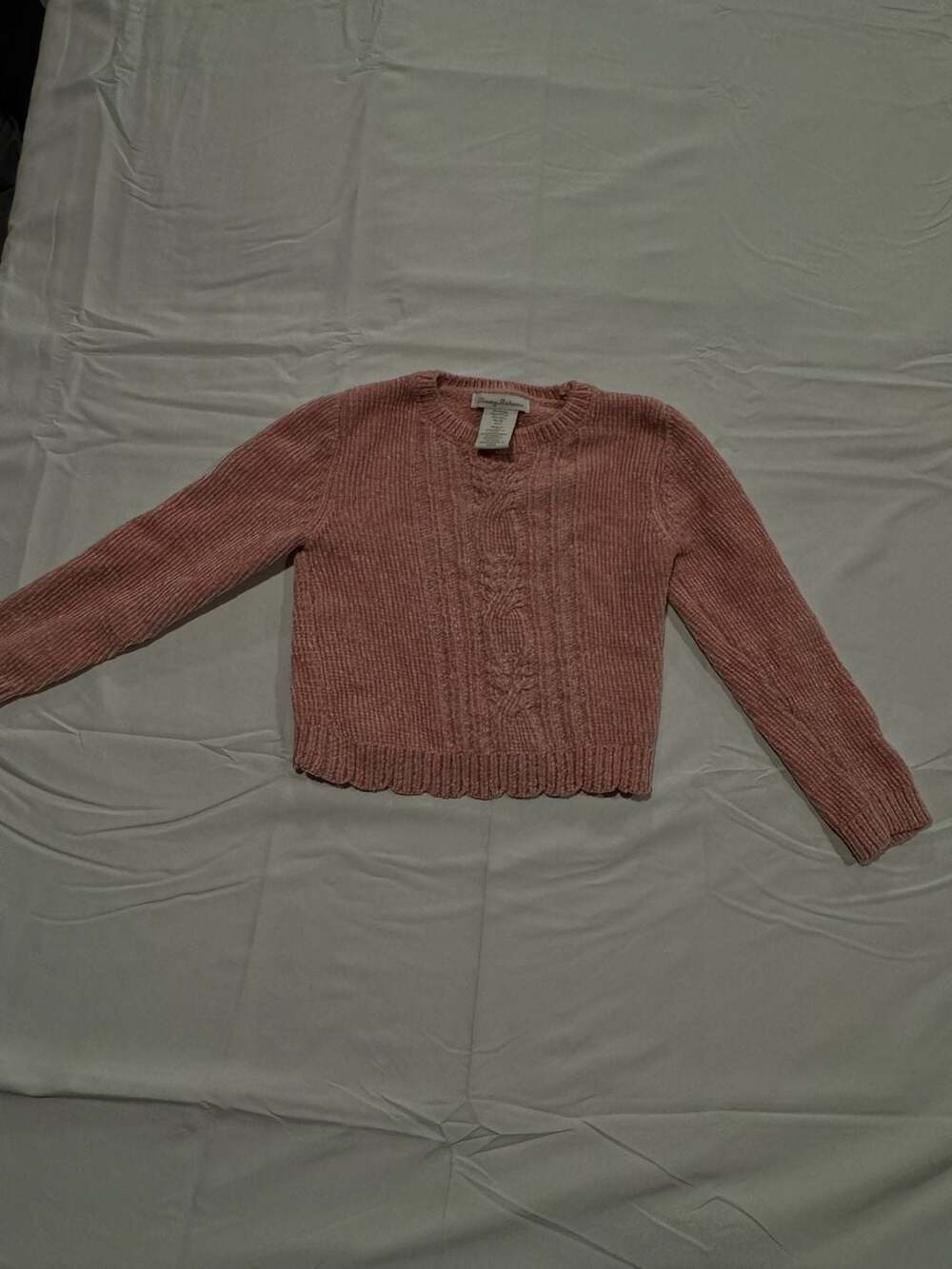 Tommy Bahama Girls Pink Chenille Cable Knit Sweater Size 5/6